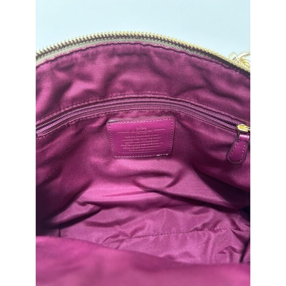 COACH "Kelsey" Handbag Purse Khaki/Dahlia #F36625,As Is staining /discolouration - Picture 10 of 16